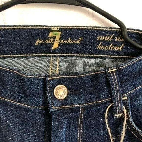 7 For All Mankind Blue Denim Mid Rise Bootcut 31 - Picture 8 of 10